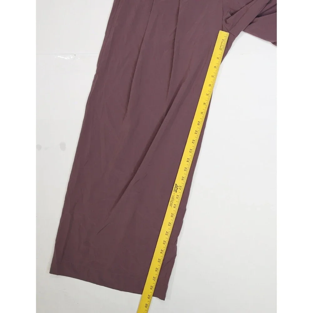 Athleta Pants Womens 12 Purple Wide Leg Ankle Stretch Travel Lightweight Pleated - Picture 3 of 9